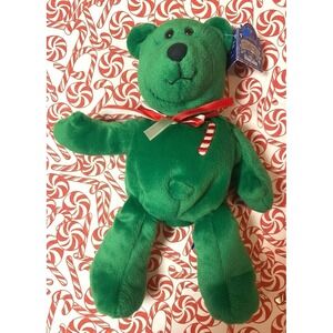 Limited Treasures Sugar Cane Bear 1998 Vintage Christmas Plush Green In Box New